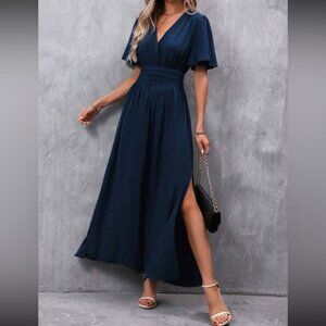 Boho butterfly sleeve slit thigh maxi dress